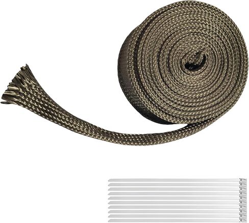 سلك التيتانيوم درع الحرارة السيارات درع الحرارة كم خط الوقود 1 بوصة معرف × 10FT خرطوم السيارات شرارة التوصيل سلك غطاء حماة الأحذية لفة 2500 درجة للسيارة وسلك السيارات كابل الفرامل المنوال in Kuwait