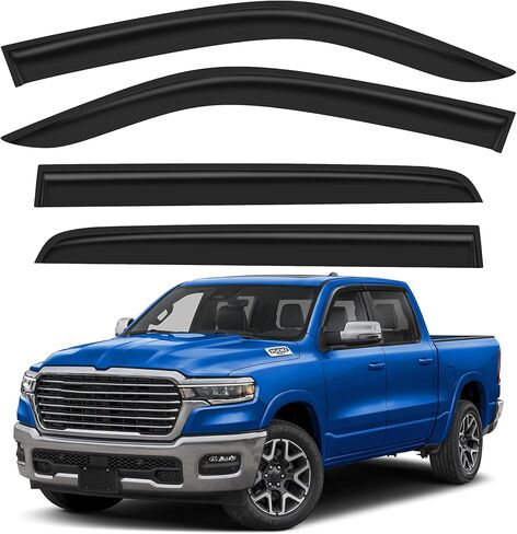 واقيات مطر مقاومة للكسر لسيارة Ford F250 إلى F550 Super Duty 2017-2026، كابينة الطاقم، عاكسات النوافذ خارج القناة، واقيات نافذة التهوية، واقيات الظل من الرياح والشمس، 4 قطع in Kuwait