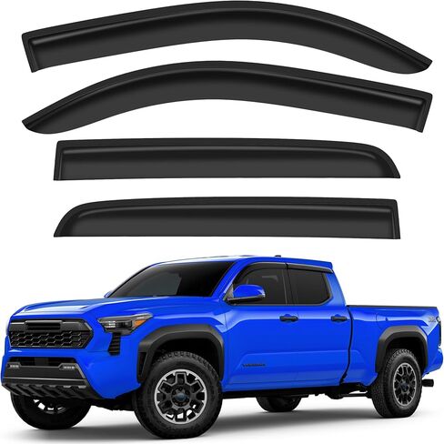 واقيات مطر مقاومة للكسر لسيارة Ford F250 إلى F550 Super Duty 2017-2026، كابينة الطاقم، عاكسات النوافذ خارج القناة، واقيات نافذة التهوية، واقيات الظل من الرياح والشمس، 4 قطع in Kuwait