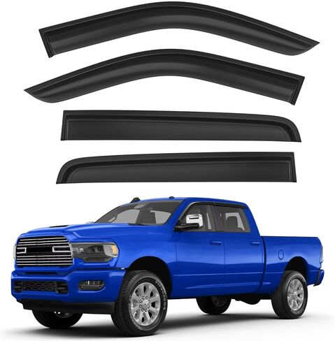 واقيات مطر مقاومة للكسر لسيارة Ford F250 إلى F550 Super Duty 2017-2026، كابينة الطاقم، عاكسات النوافذ خارج القناة، واقيات نافذة التهوية، واقيات الظل من الرياح والشمس، 4 قطع in Kuwait