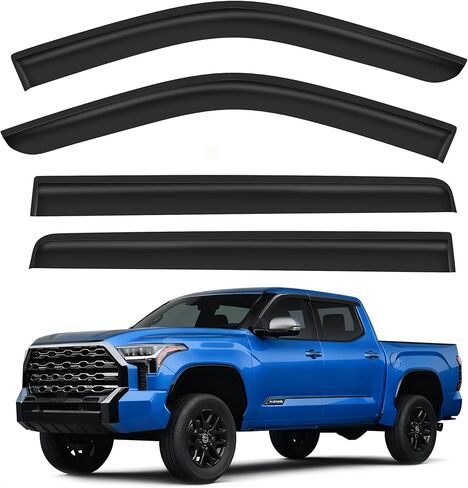 واقيات مطر مقاومة للكسر لسيارة Ford F250 إلى F550 Super Duty 2017-2026، كابينة الطاقم، عاكسات النوافذ خارج القناة، واقيات نافذة التهوية، واقيات الظل من الرياح والشمس، 4 قطع in Kuwait