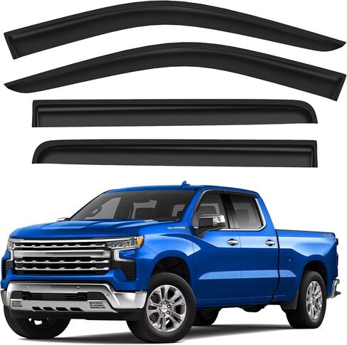 واقيات مطر مقاومة للكسر لسيارة Ford F250 إلى F550 Super Duty 2017-2026، كابينة الطاقم، عاكسات النوافذ خارج القناة، واقيات نافذة التهوية، واقيات الظل من الرياح والشمس، 4 قطع in Kuwait