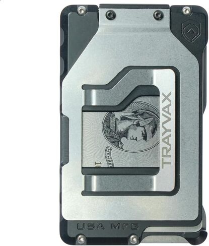 محفظة Trayvax Traverse MagSafe Kickstand - ألومنيوم مُصنع باستخدام الحاسب الآلي، محفظة رفيعة معدنية بالكامل مع قفل MagSafe قوي، تحمل 6 بطاقات + نقود، مسند مزدوج الزاوية، حماية RFID، صنع في الولايات المتحدة الأمريكية (أسود) in Saudi Arabia