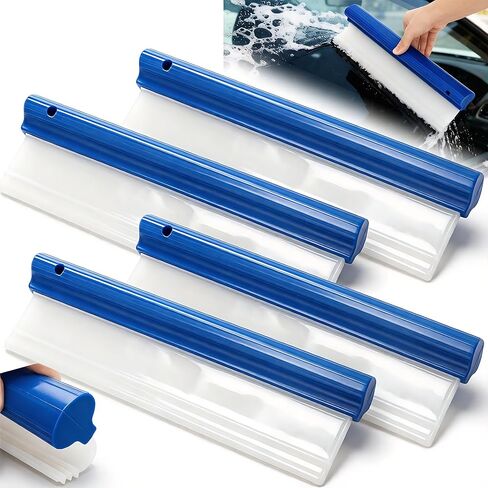 Goaste 4 Pack 12.4 بوصة ممسحة تجفيف السيارة، شفرة مياه من السيليكون للسيارات، ممسحة مياه مرنة على شكل حرف T، ممسحة نافذة السيارة احترافية ثلاثية الطبقات للزجاج الأمامي والزجاج والمرآة والحمام باللون الأزرق in Saudi Arabia