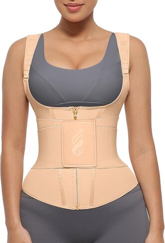 FeelinGirl Waist Trainer for Women Tummy Control Waist Cincher Belt Workout Body Shaper Vest with Adjustable Shoulder Strap in Saudi Arabia