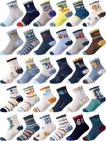 30/60 Pairs Kids Boys Girls Socks Sport Round Neck Boys Girls Dress Cotton Crew Socks for Toddler Kids Children in Saudi Arabia