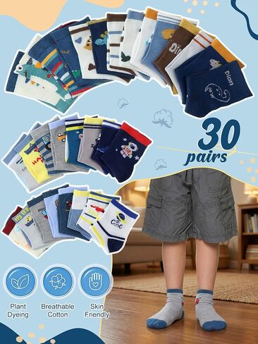 30/60 Pairs Kids Boys Girls Socks Sport Round Neck Boys Girls Dress Cotton Crew Socks for Toddler Kids Children in Saudi Arabia