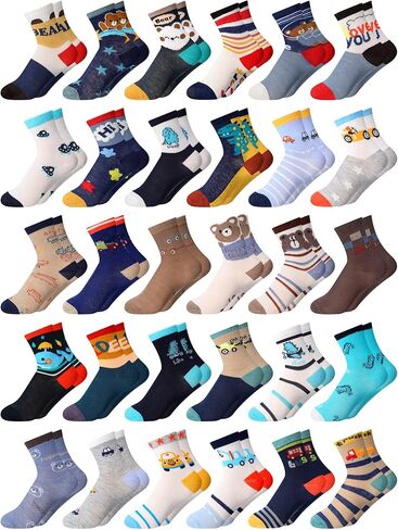 30/60 Pairs Kids Boys Girls Socks Sport Round Neck Boys Girls Dress Cotton Crew Socks for Toddler Kids Children in Saudi Arabia