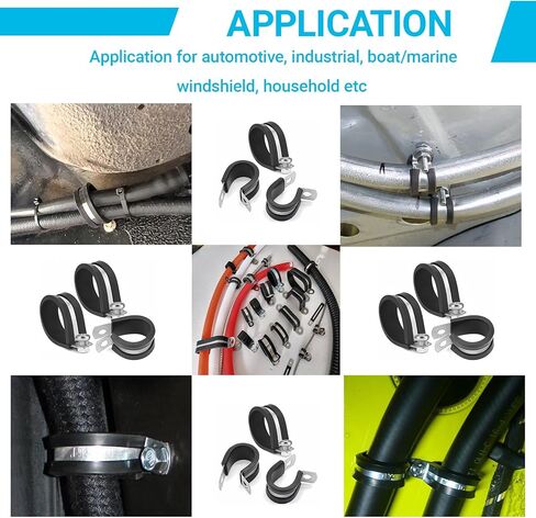 20PCS 1 inch Cable Clamps,25mm 304 Stainless Steel Pipe Clamps,Rubber Coated P Clamps,Automotive Cable Wire Clamps,Metal Clamp for Tube,Lines,Wire Cord Installation in Saudi Arabia