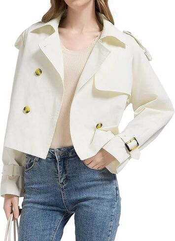 Orolay CHIIONE Cropped Trench Jackets Women's Lightweight Spring Jacket Short Sleeve Trench Coat Trendy Outfit in Saudi Arabia