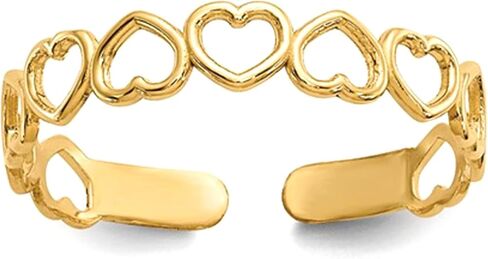 Jewelry Affairs 14k Yellow Gold Hearts Open Adjustable Toe Ring in Saudi Arabia