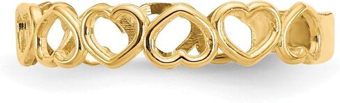 Jewelry Affairs 14k Yellow Gold Hearts Open Adjustable Toe Ring in Saudi Arabia