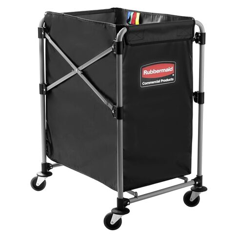 Rubbermaid Commercial Products, Collapsible X Cart Laundy Cart, College Move-In, Transport Supplies and Groceries, Steel, 8 Bushel (300 L) Cart, 36" L x 7" W x 34" H, Black in Kuwait