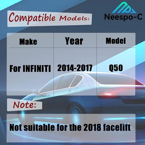 أغطية إضاءة الذيل مناسبة لسيارة Infiniti Q50 2014 2015 2016 2017، غطاء حماية خلفي أسود مدخن مجموعة حواف الملحقات الخارجية in Saudi Arabia