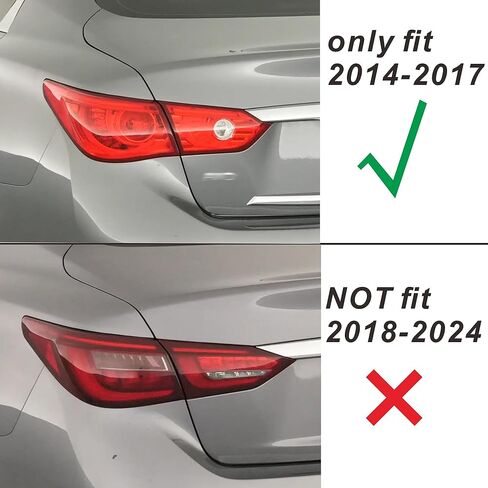 أغطية إضاءة الذيل مناسبة لسيارة Infiniti Q50 2014 2015 2016 2017، غطاء حماية خلفي أسود مدخن مجموعة حواف الملحقات الخارجية in Saudi Arabia