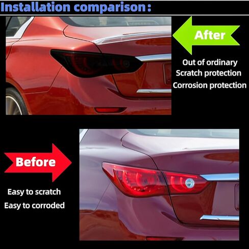 أغطية إضاءة الذيل مناسبة لسيارة Infiniti Q50 2014 2015 2016 2017، غطاء حماية خلفي أسود مدخن مجموعة حواف الملحقات الخارجية in Saudi Arabia
