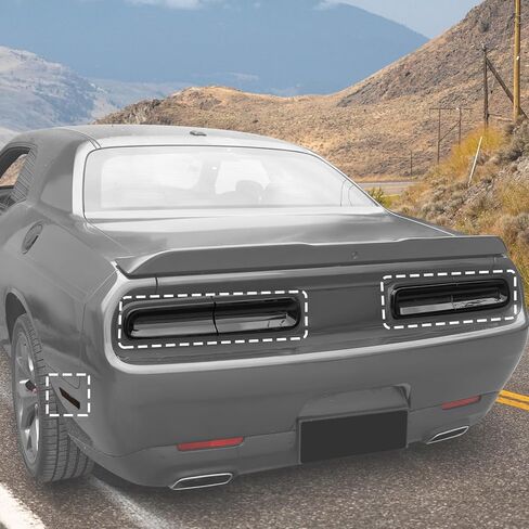 Jimen Fit for Dodge Challenger 2015-2023, 8PCS Tail Light Bezel Smoked Taillight Overlays & Side Marker Light Cover Trim Tint Kit in Saudi Arabia