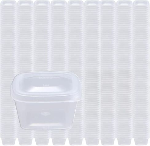 MIUPOO Leak Proof Square Sauce Cup,Plastic Souffle Cups,Disposable Clear Leak Proof Sauce Cup With Hinged Lid,Used for Various Sauces,Food Samples,Storage Crafts,1 OZ,50 Pieces in Kuwait