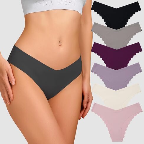 Ice Silk Seamless Womens Underwear - 6PCS Wavy No Show Sexy Ladies Panties Cheeky Soft Bikini Briefs in Saudi Arabia