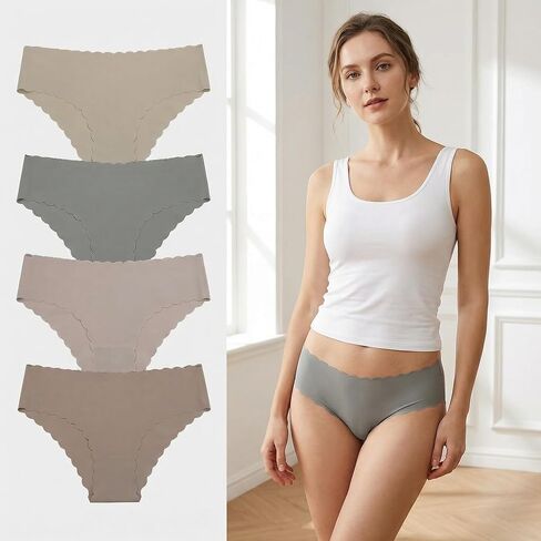 Seamless Underwear for Women Low-Rise No Show Bikini & Hipster Panties, Soft Panties for Women, 4 Pack in Saudi Arabia