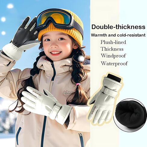 Kids Winter Snow Ski Gloves-Boys Girls Windproof Water-Resistant Anti-Slip Warm Snow Gloves for Cold Weather Outdoor Sports 6-12Y in Saudi Arabia