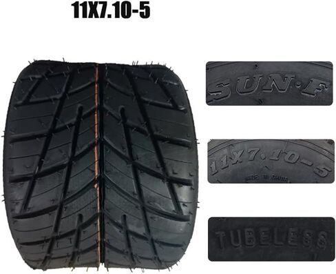 إطار خلفي SUN-F 11x7.10-5 بدون أنبوب، نمط مداس المطر المطاطي الأسود للدراجة الرباعية ATV UTV، 5 بوصات in Kuwait