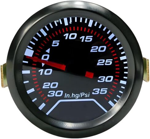 52 Mm Turbo Gauge, 12V Car Racing Monitor, Led Display, Black Face with Red Needle, Universal Fit in Kuwait