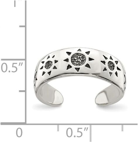 JewelryWeb 925 Sterling Silver Solid Oxidized Antiqued Sun toe ring 6mm Wide toe ring for Women in Saudi Arabia