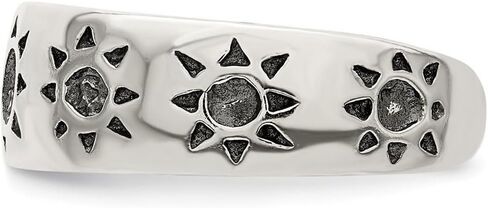 JewelryWeb 925 Sterling Silver Solid Oxidized Antiqued Sun toe ring 6mm Wide toe ring for Women in Saudi Arabia