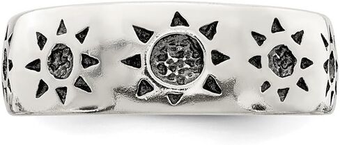 JewelryWeb 925 Sterling Silver Solid Oxidized Antiqued Sun toe ring 6mm Wide toe ring for Women in Saudi Arabia