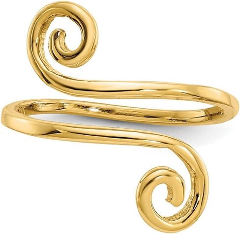 JewelryWeb خاتم إصبع القدم الدائري المصقول من الذهب الأصفر عيار 14 قيراط للنساء in Saudi Arabia