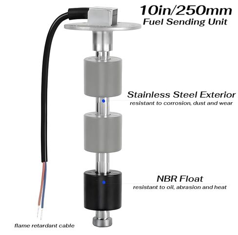 Fuel Sending Unit, 10in/250mm Marine Fuel Tank Sending Unit with IP67 Boat Fuel Gauge & Stainless Steel Water Level Sensor for Boat RV Truck 10.3-10.8in/260-275mm Tank in Kuwait
