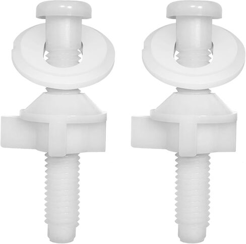 2 Pack Universal White Plastic Toilet Seat Screws Replacement, Toilet Seat Hinges Bolts and Nuts For Top Mount Toilet lid Fastener Parts Kit in Kuwait