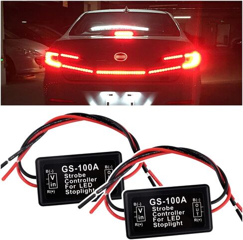 4PCS 6V-30V GS-100A LED Brake Light Flasher with Pre-Wired,Universal Pulsing Strobe Flashing Module Controller for Most Motorcycles Cars Trucks SUVs Brake Light Tail Stop Light (4PCS) in Saudi Arabia