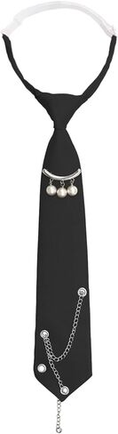 Pearl Ties for Women Girls, Pre-Tied Adjustable Womens Tie Metal Chain Neckties for School Weddings Daily in Saudi Arabia