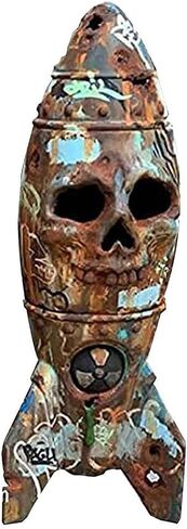 Skull Bomb, Small Rusty Atomic Explosion Head Decor, Handmade Resin Skull Bomb Decorations with Graffiti and Atom Logos, Halloween Party Props in Saudi Arabia