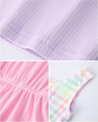 Toddler Girls 3 Pack Romper Set, Soft Polyester Spandex Sleeveless Jumpsuit Outfits, Cute Summer Shorts Set for Kids in Kuwait