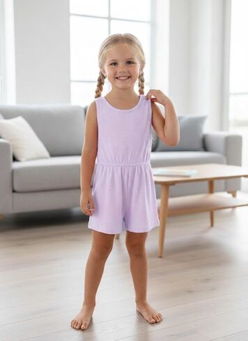 Toddler Girls 3 Pack Romper Set, Soft Polyester Spandex Sleeveless Jumpsuit Outfits, Cute Summer Shorts Set for Kids in Kuwait