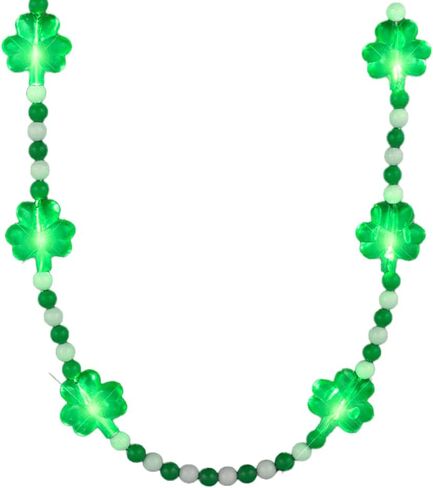 blinkee Light Up Shamrock Charms Opaque Bead Necklace for St Patricks Day in Saudi Arabia