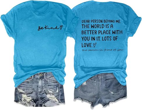 Dear Person Behind Me Shirt Be Kind Women T-Shirt The World is A Better Place with You Print Shirts Jesus Loves You Tshirt in Kuwait