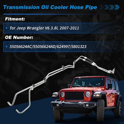Inlet and Outlet Transmission Oil Cooling Line Assembly for Jeep Wrangler V6 3.8L 2007-2011 Transmission Cooler Line No.55056624AC/55056624AD in Kuwait