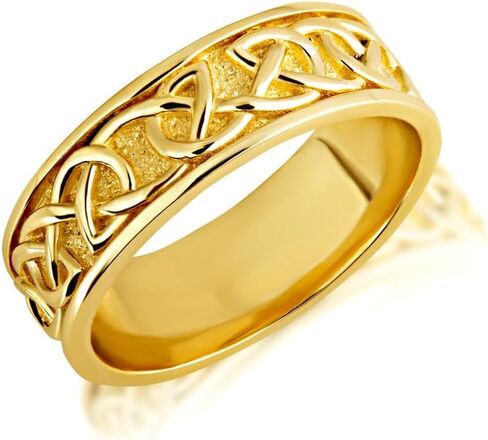 10K Yellow, White, and Rose Gold 7mm Wide Textured Infinity Celtic Knot Band Engagement Wedding Ring for Women Men, Available in Sizes 5-16 in Saudi Arabia