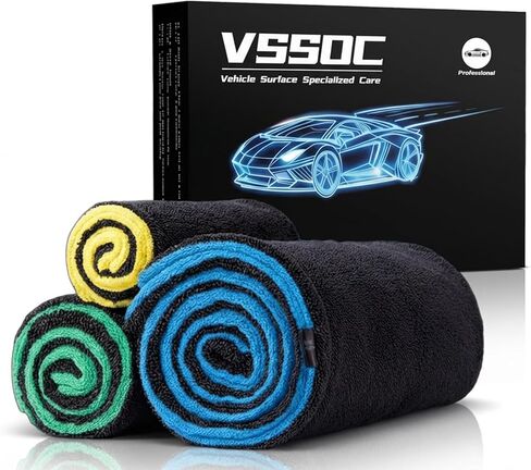 3pc Color-Coded Car Drying Towels (48"x24"/14"x24"/10"x10") 1200GSM Dual-Sided Twisted Loop & Coral Fleece - One Pass Save Time, Streak-Free, Scratch-Free for Cars, Trucks, SUVs in Saudi Arabia