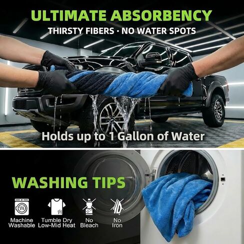 3pc Color-Coded Car Drying Towels (48"x24"/14"x24"/10"x10") 1200GSM Dual-Sided Twisted Loop & Coral Fleece - One Pass Save Time, Streak-Free, Scratch-Free for Cars, Trucks, SUVs in Saudi Arabia