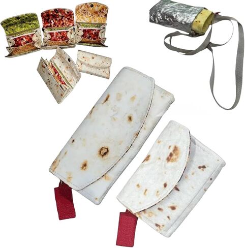 محفظة بوريتو، محفظة جلدية عملاقة من جلد التورتيلا، منظم حامل بطاقات السفر الممتع، تخزين ملفوف تورتيلا مبتكر (S+L) in Kuwait