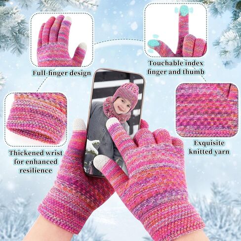 Jansun Kids Winter Hat Gloves Scarf Set, Toddler Children Hats Beanie with Earflaps Knit Neck Warmer Gaiter Mittens Fleece Lined Set for Boys Girls 4-12 in Saudi Arabia
