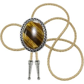Moranse Bolo Tie with Natural Tiger Eye Stone Celtic Style Genuine and Colored Cowhide Rope in Saudi Arabia