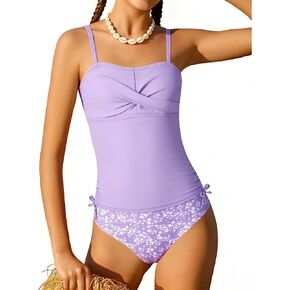 الفتيات ملابس السباحة Tankini متقاطع 2 قطعة ثوب السباحة Ruched الرباط مطبوعة فتاة ملابس للمراهقين 9-16Y in Kuwait