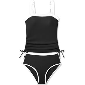 ملابس سباحة تانكيني للفتيات مكونة من قطعتين بدلة استحمام ملونة وشريط برباط ملابس سباحة للفتيات لحمام السباحة على الشاطئ in Kuwait