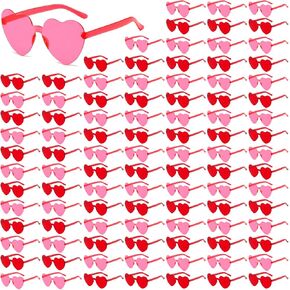 50/100 Pack Bulk Heart Sunglasses for Women Candy Transparent Rimless Pink Heart Shaped Bachelorette Glasses in Kuwait